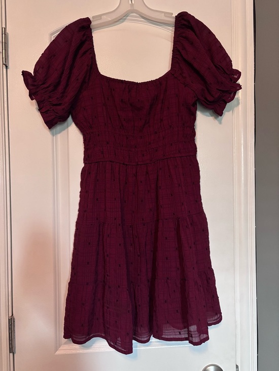 miami Dresses & Skirts - Miami Puff Sleeve Babydoll Mini Dress Burgundy Cottagecore Size Small
